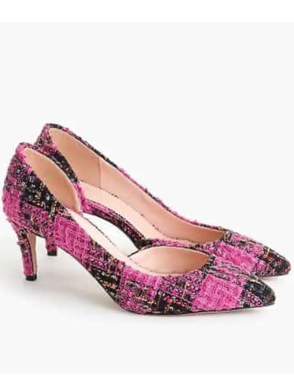 J Crew raspberry pink tweed pointed toe pumps 8.5